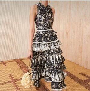 ULLA JOHNSON | Ariah Sleeveless Tiered Ruffle Midi Dress